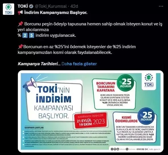 TOKİ %25 indirim kampanyası detayları! 2023 TOKİ indirim kampanyası başvurusu nasıl yapılır, şartları neler?