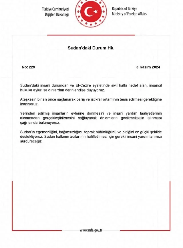 Türkiye’den Sudan halkına destek mesajı: Yardımlarımızı sürdüreceğiz