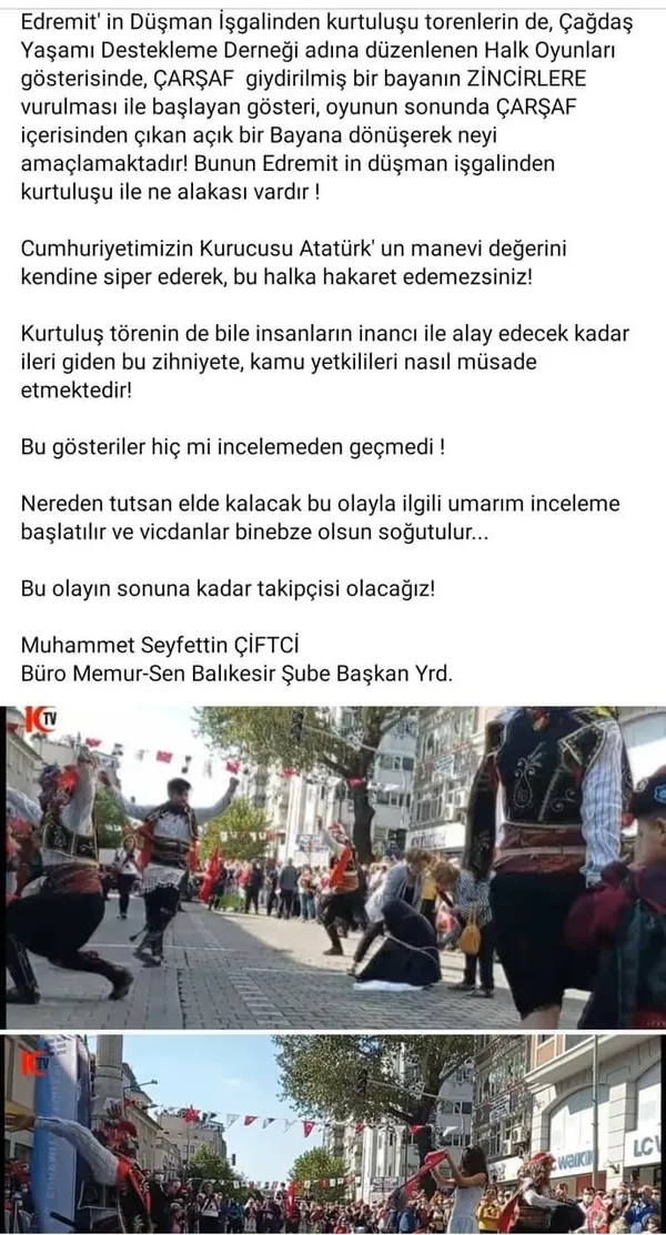 Edremit’te skandal gösteri: Çarşaflı Türk kadını zincire vuruldu! Soruşturma başlatıldı, kaymakam merkeze çekildi
