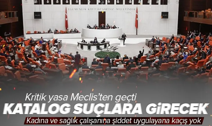 Son dakika: TBMM’de kabul edildi! Kadına ve sağlık çalışanına şiddet katalog suçlara girecek