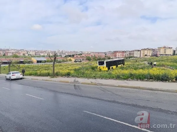 İstanbul’da İETT klasiği! Araziye uçan otobüs ekinleri ezdi