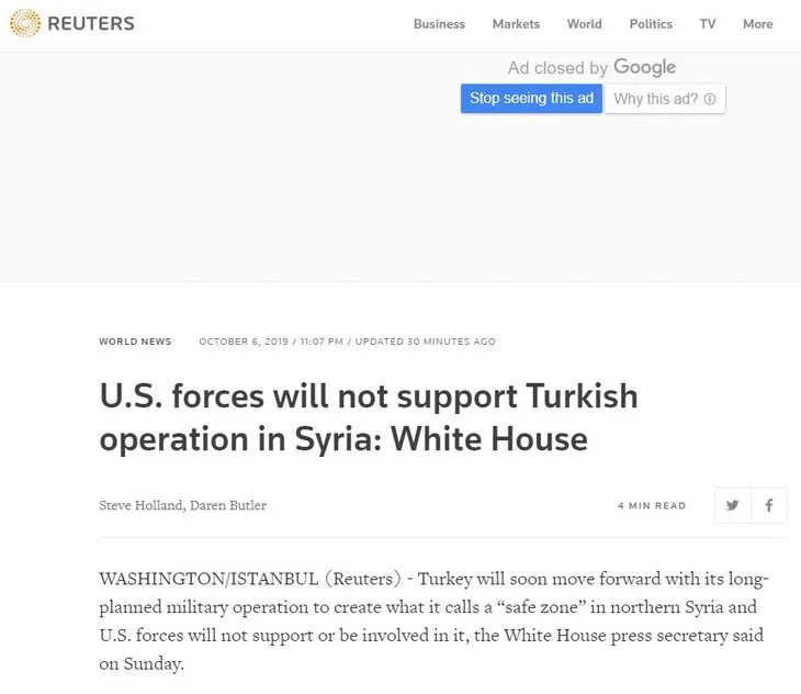 Türkiye'nin Suriye'ye düzenleyeceği operasyon dünya basınında böyle yankı buldu
