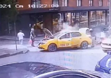 Yolcusunu indirdi saniyeler içerisinde alevlere teslim oldu
