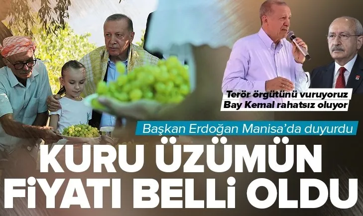 Başkan Recep Tayyip Erdoğan’dan Manisa’daki açılış töreninde önemli açıklamalar! Kuru üzümün alış fiyatı belli oldu! 2022 kuru üzüm fiyatı...