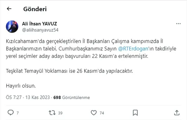 AK Parti'de yerel seçimler hazırlığı! Aday adaylarının dikkatine: Ertelendi - 1
