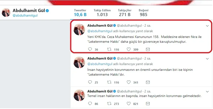 Adalet Bakanı Abdulhamit Gül'den "Lekelenmeme Hakkı” açıklaması - 1