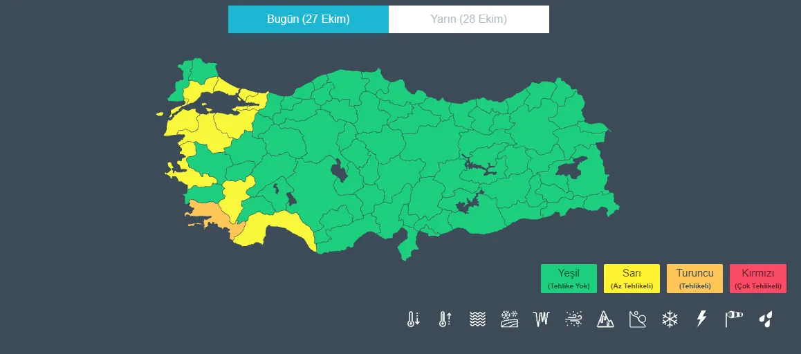 Meteoroloji’den alarm üstüne alarm! İstanbul dahil 11 ile sarı ve turuncu kodlu uyarı - 1