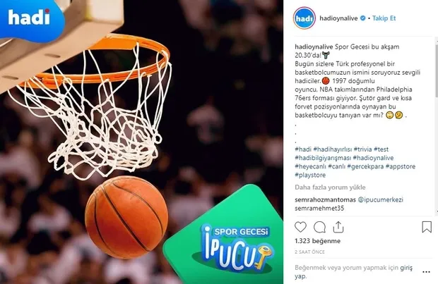 Hadi ipucu 5 Nisan: 1997 doğumlu NBA’de Philadelphia forması giyen Türk basketbolcu kimdir? 20.30 hadi