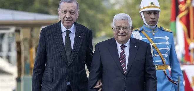Filistin Devlet Başkanı Abbas Ankara’da! Başkan Erdoğan resmi törenle karşıladı