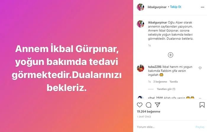 İkbal Gürpınar yoğun bakıma kaldırıldı! Koronavirüse yakalanmıştı... - 1