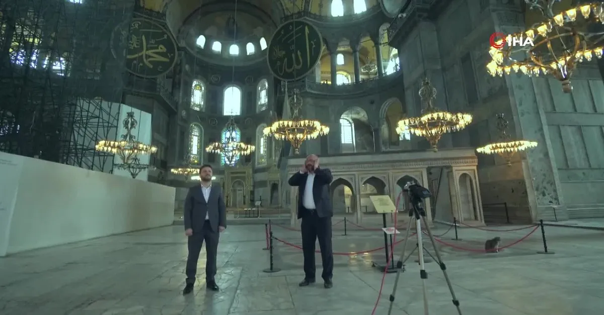 Ayasofya tarihinde bir ilk! Çıplak sesle okunmuş akustik test kaydı yapıldı | Video