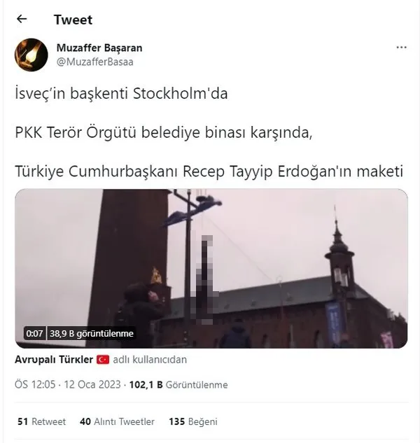 İsveç'in göbeğinde büyük skandal: Başkan Erdoğan'ın maketini astılar! İsveç Büyükelçisi Türk Dışişleri'ne çağrıldı