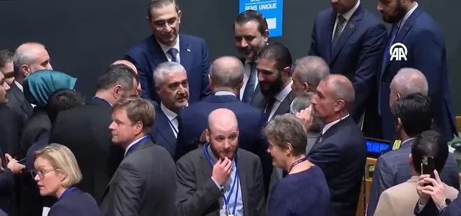 BM Genel Kurulu’nda samimi anlar! Başkan Erdoğan Suriye Devlet Başkanı Şara ve Katar Emiri El-Sani ile ayaküstü görüştü