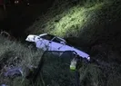 Kazaya karışan araç su kanalına düştü