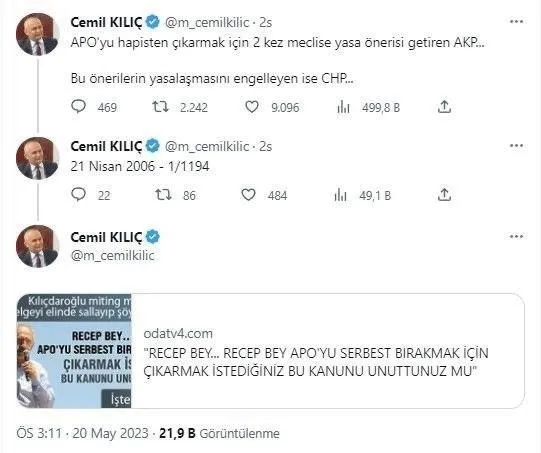 HDP ile ittifakı örtme çabası! CHP’li Cemil Kılıç’tan ’APO için yasa önerisi’ yalanı