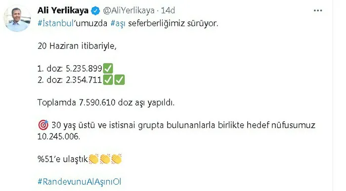 Son dakika: İstanbul'da kaç kişi aşılandı? Vali Ali Yerlikaya son rakamı açıkladı - 1