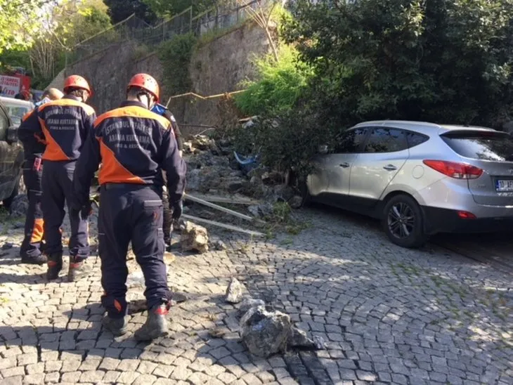 Ortaköy’de istinat duvarı çöktü! Beş araç duvarın altında kaldı
