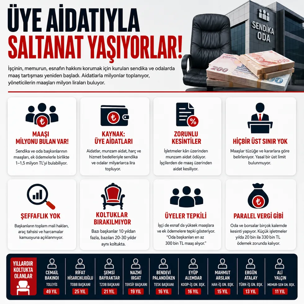 Sendika ve oda başkanlarının maaşları yeniden gündemde! Aidat gelirleri mercek altında: Milyonluk mali haklar - 1
