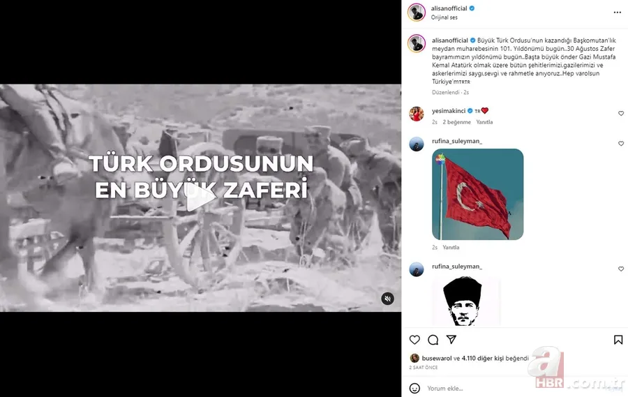 Sanat dünyasının 30 Ağustos Zafer Bayramı coşkusu! Paylaşımlar peş peşe geldi! “Hep var olsun Türkiye’m” 2