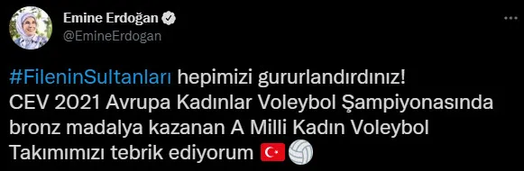Emine Erdoğan'dan Filenin Sultanları'na tebrik - 1
