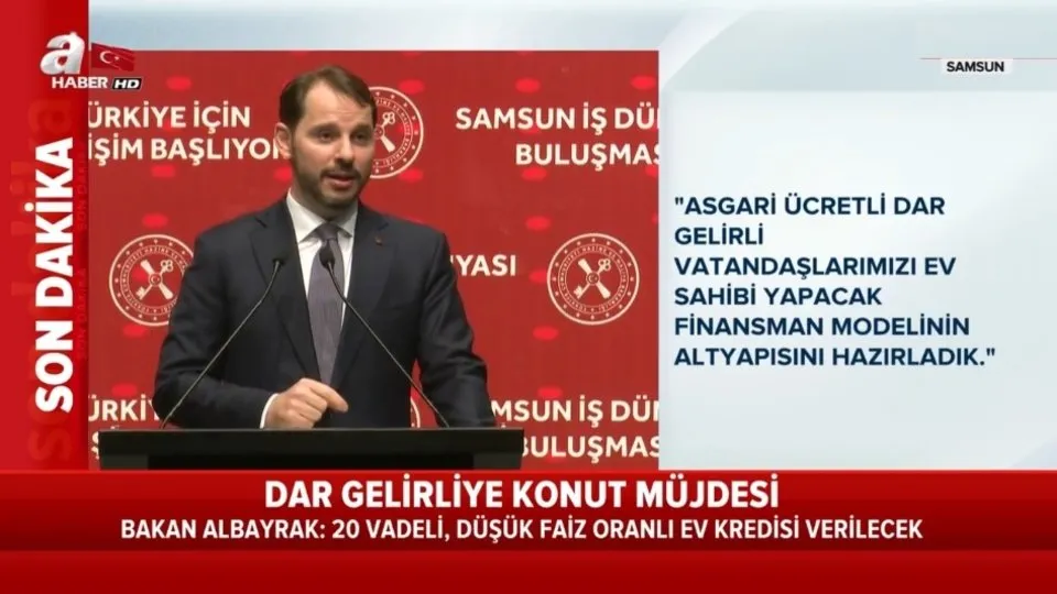 Bakan Albayrak canlı yayında açıkladı! Dar gelirli ailelere 20 yıl düşük faizle ev müjdesi... |Video
