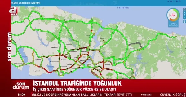 İstanbul trafiğinde yoğunluk yüzde 62 seviyesini geçti | Son durumu A Haber muhabiri canlı yayında aktardı - 1