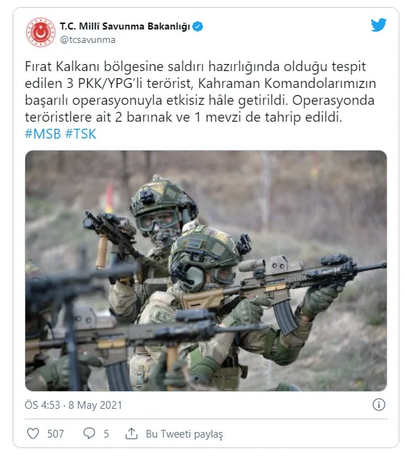 Son dakika: MSB duyurdu: Saldırı hazırlığındaki 3 terörist etkisiz hale getirildi