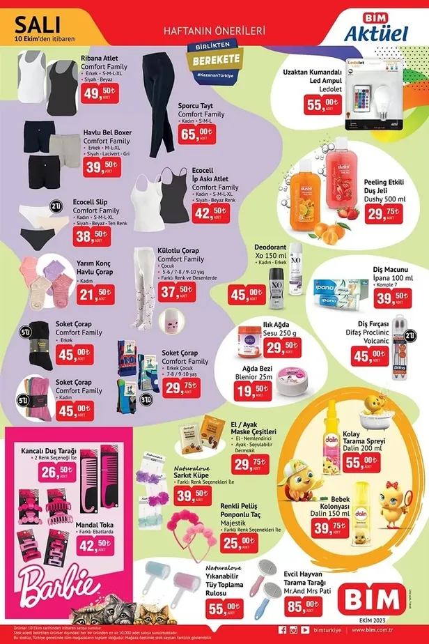 11 Ekim BİM aktüel ürünler kataloğu yayınlandı! BİM’de 59 TL’ye Yoğurt, 39,50 TL’ye un, 20 TL’ye Pilavlık Bulgur, 128 TL’ye tereyağı, 155 TL’ye Tost Peyniri satılıyor