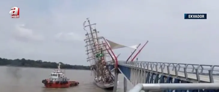 Kontrolden çıkan gemi köprüye çarptı! Kurtarmaya çalışan römorkör battı