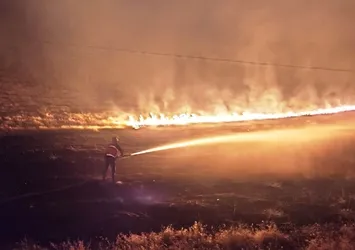 Çaldıran'da anız yangını