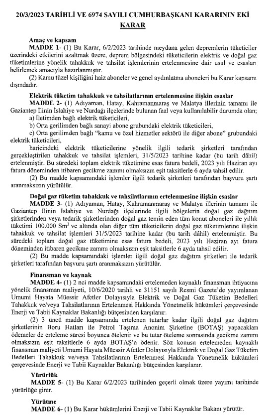 Depremzedelerin elektrik ve doğal gaz borçları silindi! Karar Resmi Gazete’de
