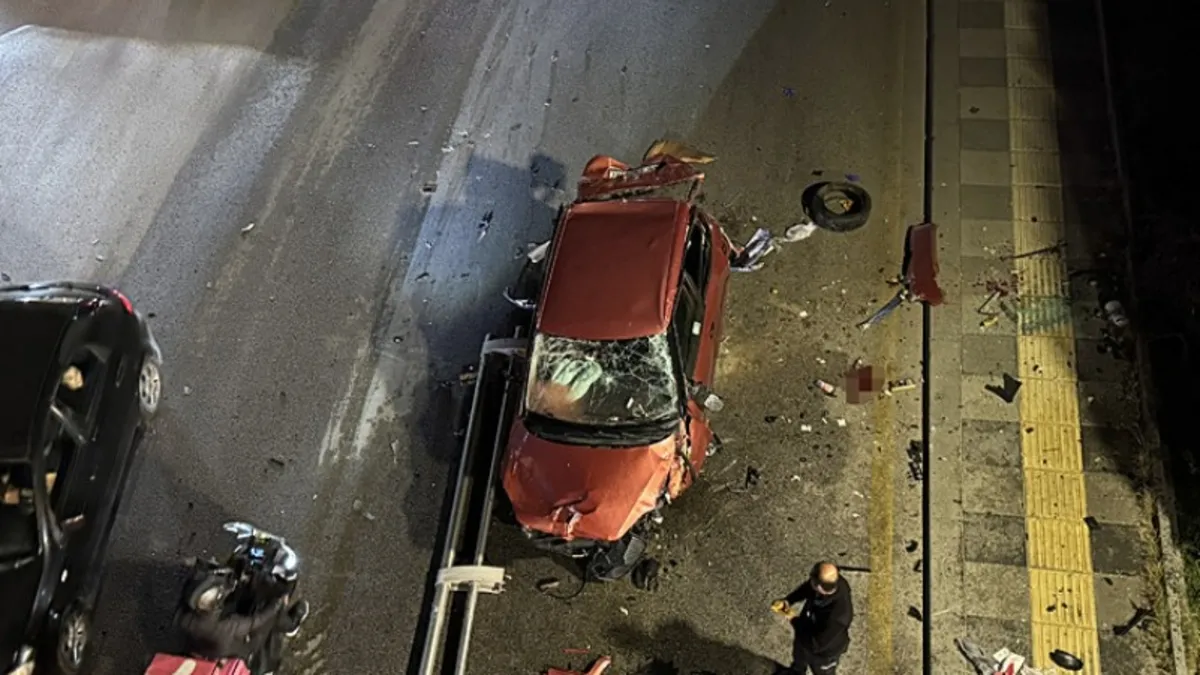 Ankara'da kontrolden çıkan araç köprüden uçtu