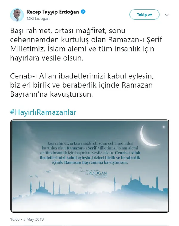 Başkan Erdoğan'dan "Ramazan" paylaşımı - 1