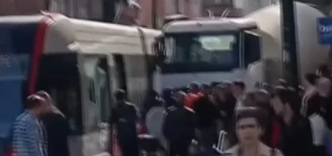 İstanbul'da korku dolu anlar! Beton mikseriyle tramvay çarpıştı | Yolcular büyük panik yaşadı