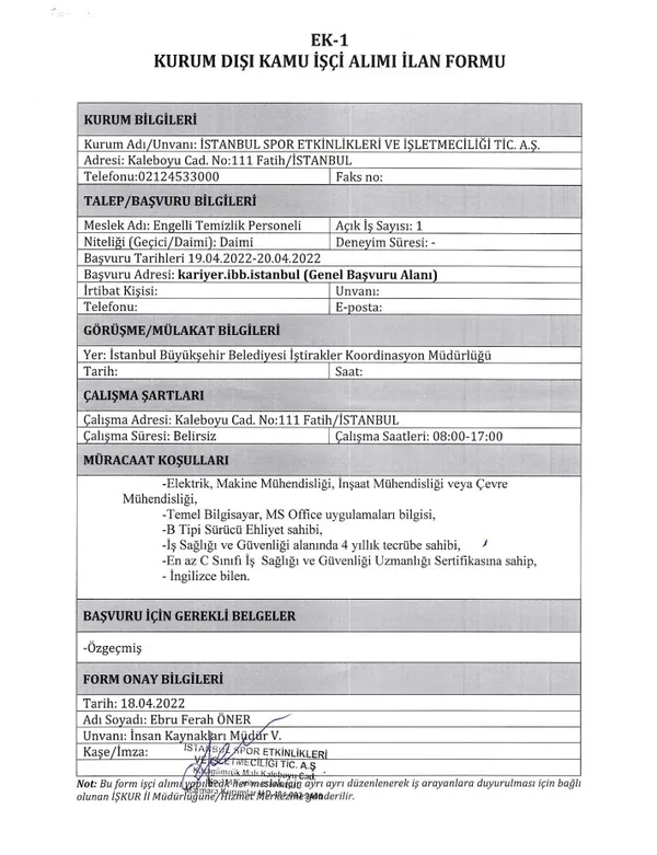 Engelli personel ilanı yayınlayan İBB'nin istekleri şaşkına çevirdi! - 1