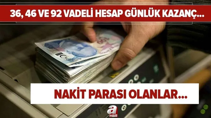 32, 46 ve 92 vadeli hesap günlük faiz kazancı yükselişte! Nakit parası olanın cebi dolacak! Hesabında 10.000 TL’si olan kaç TL alır?