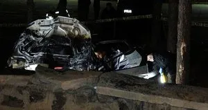 Erzurum’da feci kaza! Hastane bahçesinde alev aldı
