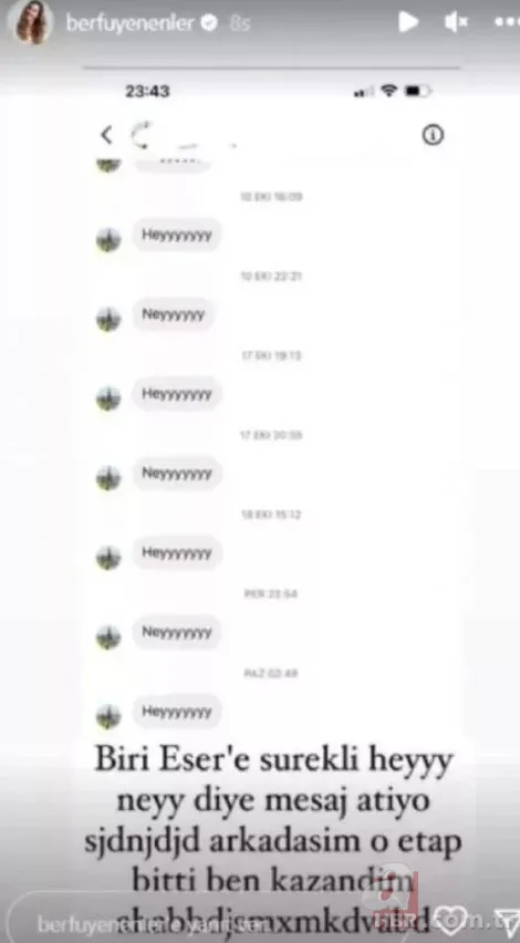 Tescilli güzel Berfu Yenenler komedyen kocası Eser Yenenler’e gelen mesajı sosyal medyasından paylaştı! “Arkadaşım o etap bitti, ben kazandım” 7