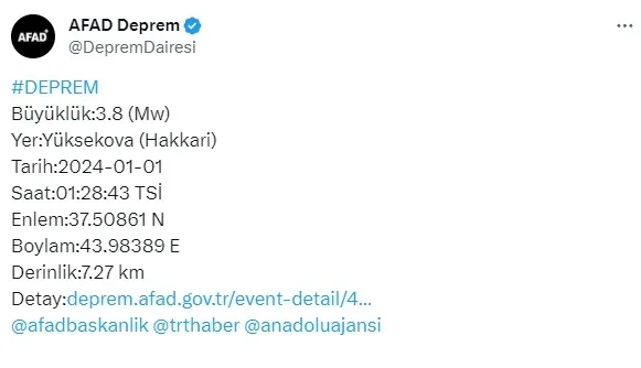 Hakkari’de peş peşe korkutan depremler! AFAD ilk detayları duyurdu