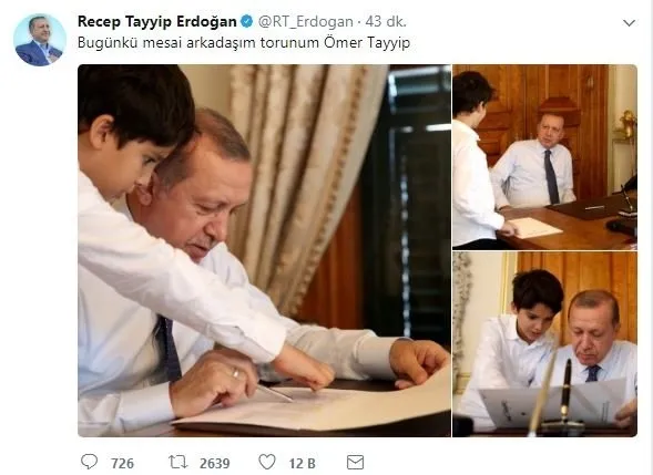 Cumhurbaşkanı Erdoğan'dan torun paylaşımı - 1