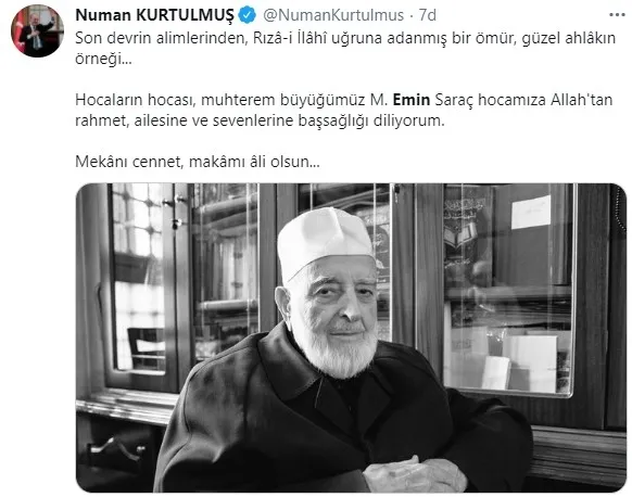 Son dakika: Hadis Alimi Muhammed Emin Saraç vefat etti - 16