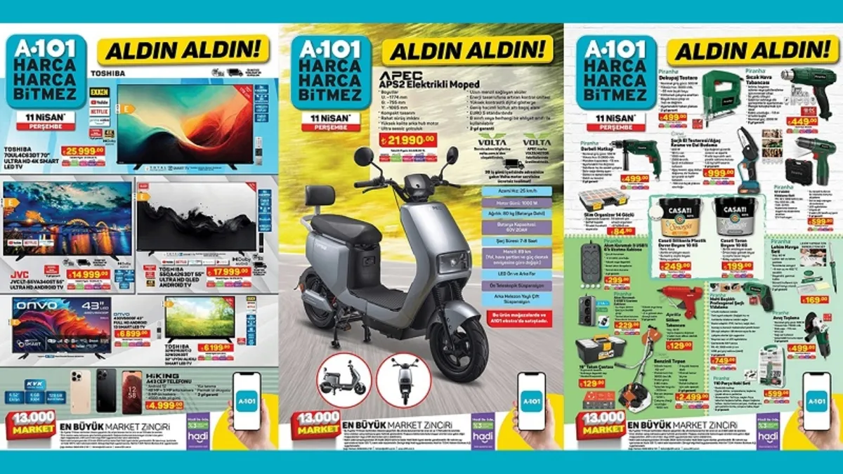 18 Nisan A101 aktüel ürünler kataloğu! A101’e dikiş makinesi, Xiaomi kablosuz kulaklık, katlanır masa, Apec elektrikli moped geliyor
