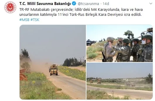 Son dakika: MSB duyurdu! Türkiye ve Rusya’dan İdlib’de 11’inci ortak devriye