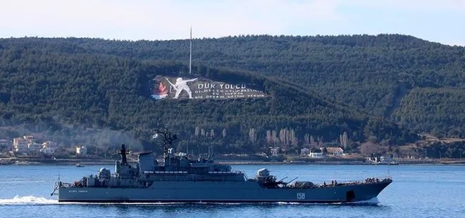 Son dakika: Rus savaş gemisi Çanakkale Boğazı’ndan geçti