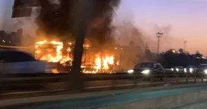 TEM otoyolunda otobüs alev aldı!