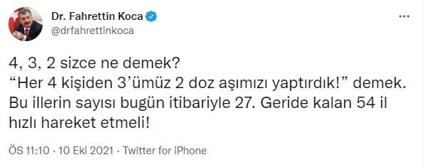 Sağlık Bakanı Fahrettin Koca’dan dikkat çeken paylaşım: Benim yorulmaya hakkım yok