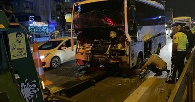 İstanbul'da servis otobüsü ile çekici çarpıştı! Yaralılar var