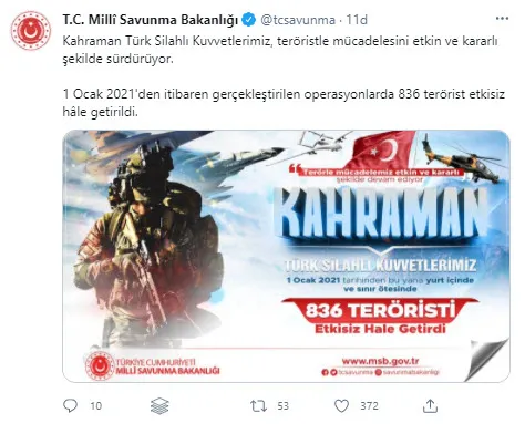 Son dakika: MSB duyurdu: 1 Ocak'tan bu yana 836 terörist etkisiz hale getirildi - 1