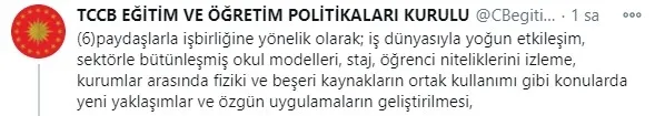 Öğrencilere 21. yüzyıl yetkinliklerinin kazandırılmasına ilişkin politika belgesi taslağı Başkan Erdoğan’a sunuldu