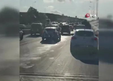Düğün konvoyunda tehlikeli hareketler kamerada
